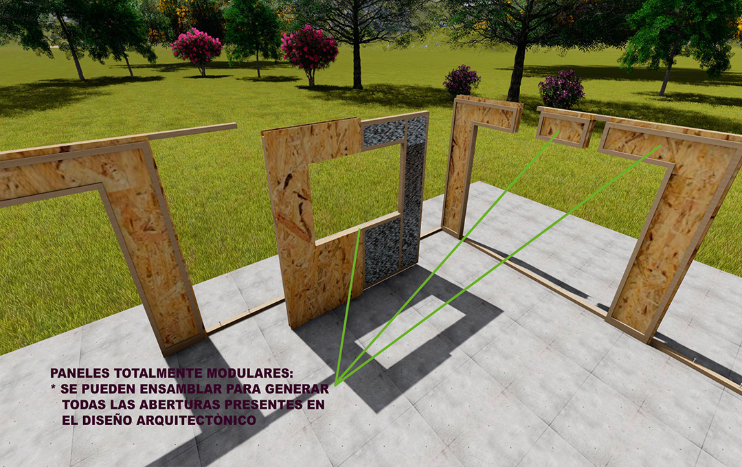 Paneles constructivos modulares rellenos de celulosa proyectada 2